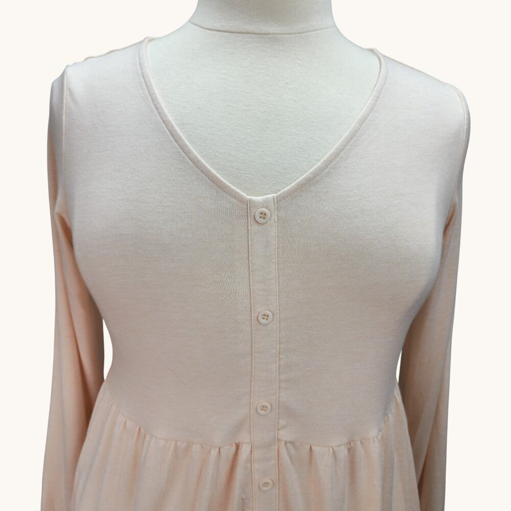 NWT Dokotoo Dress Women MED Light Pink Tiered Long Sleeve Buttons Cottagecore - Picture 4 of 12